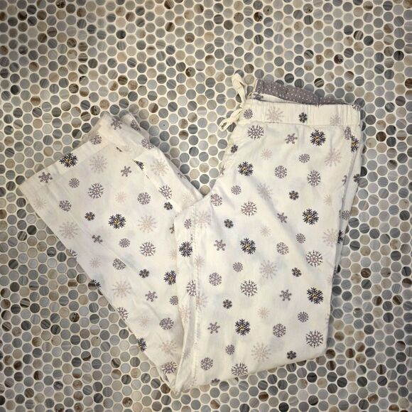 J. Crew Flannel Snowflake Pajama Bottoms. Large. Winter Holiday Lounge Gift - Picture 2 of 5